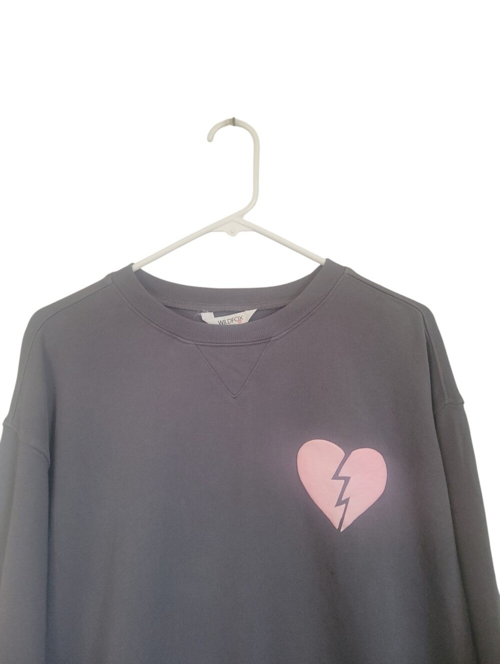 Wildfox I Wish It Was Saturday Graphic Sweatshirt Gray Pink Heart Oversized S - Picture 4 of 9